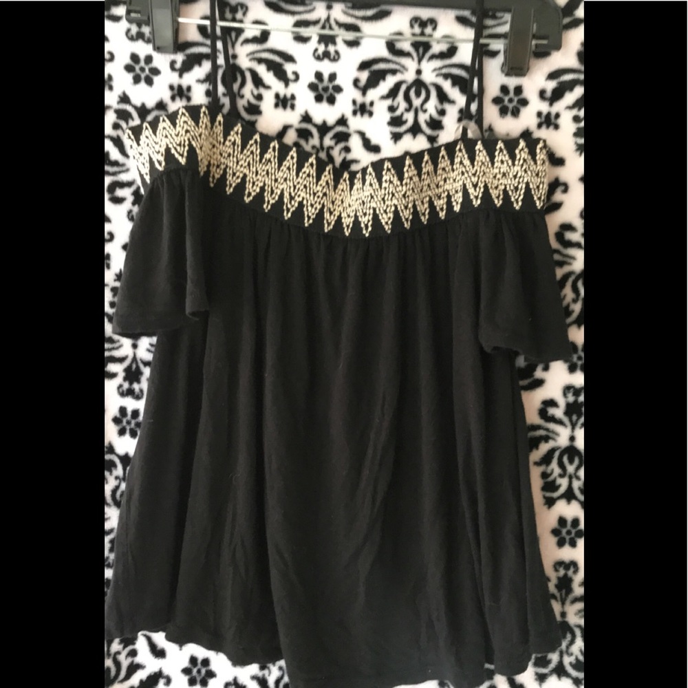 Black off shoulder top with straps